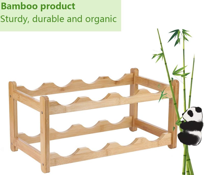 Homevany Wine Rack 8 Bottle 2-Tier Eco-Friendly Bamboo Wine Storage Easy-Assembly Space-Saving for Wine Lovers,Kitchen Wine Organizer for Countertop,Pantry, Home,Room Decor,Bar - Image 5